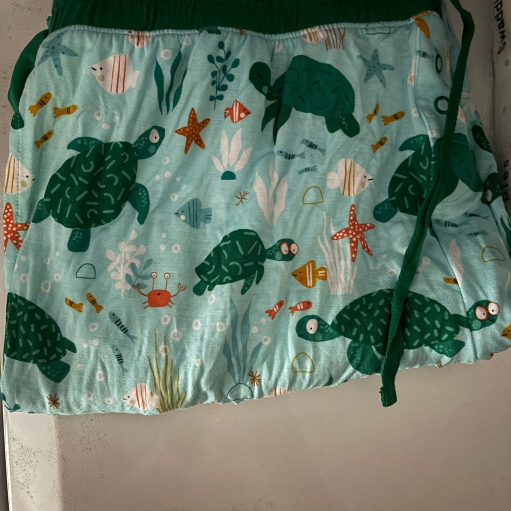 Green and Aqua Turtle Print Shorts